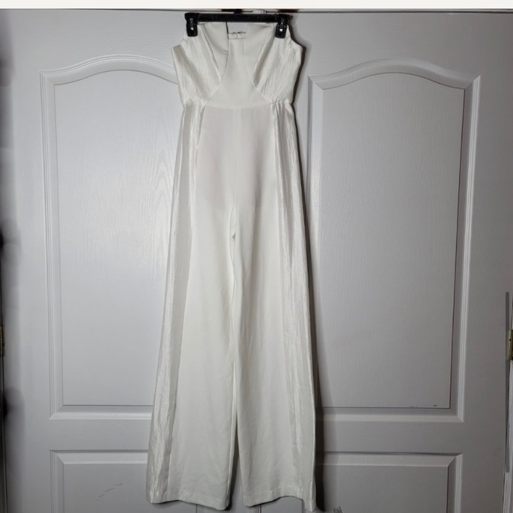 Black Halo Lena Tuxedo Strapless Jumpsuit Size 2